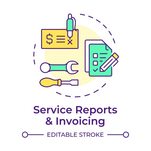Service reports and invoicing multi color concept vector image