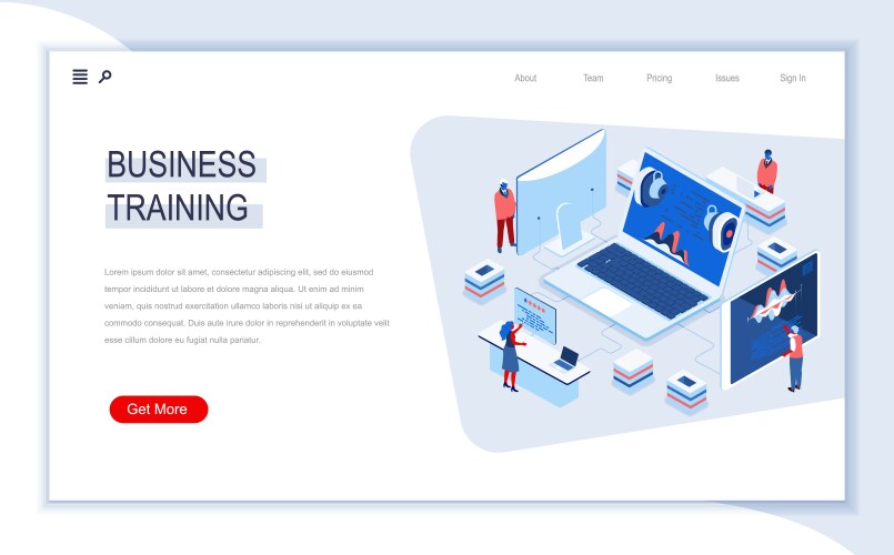 business training isometric landing page vector image