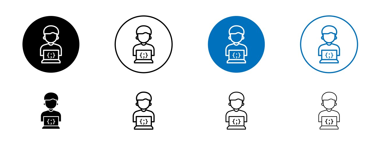 Programmer icon set software web application vector image