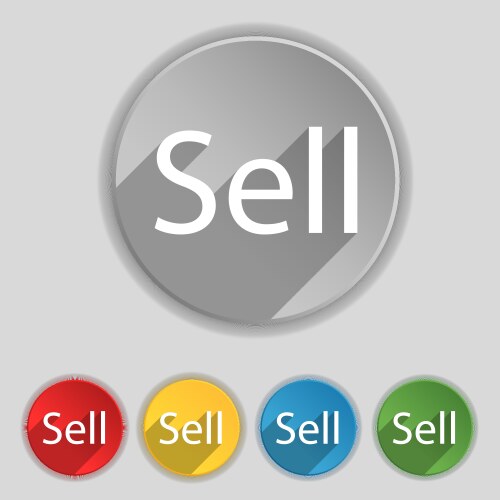 Sell sign icon contributor earnings button set vector image