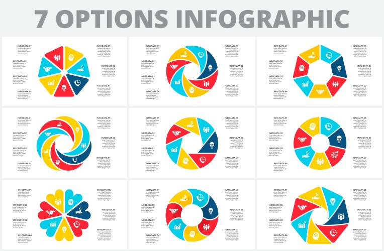 Circle arrows infographics set template for cycle Vector Image