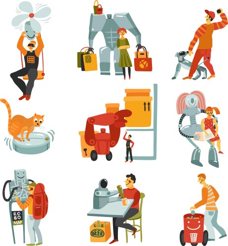 Cute robots set 2 Royalty Free Vector Image - VectorStock
