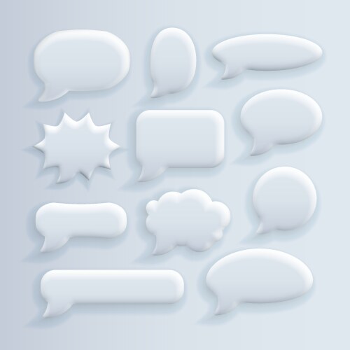 White blank speech bubbles set cloud Royalty Free Vector