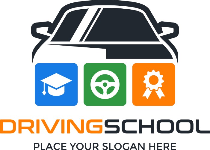 driving school logo template vector image