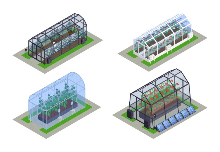 Isometric greenhouse modern smart icon set vector image