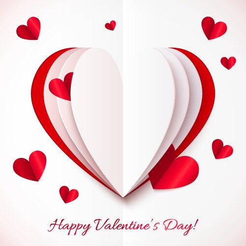 Red and White Paper Heart Vector Image