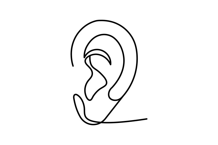 Ear continuous one line drawing of outline Vector Image