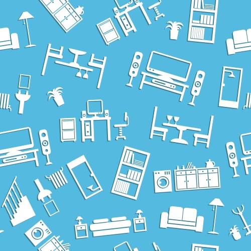 Furniture seamless patterns for interior design Vector Image