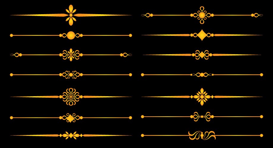 Gold Ornaments & Lines - Decorative Set Vector Image