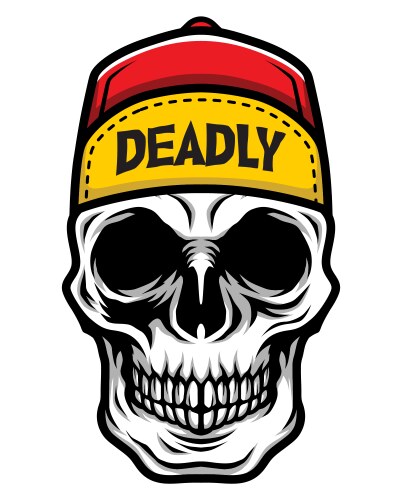 Detailed Classic Skull with Skate Hat Vector Image