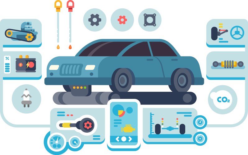 Diagnostics service of cars at auto station vector image