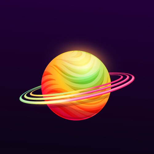 round galaxy planet with color rings gui icon vector