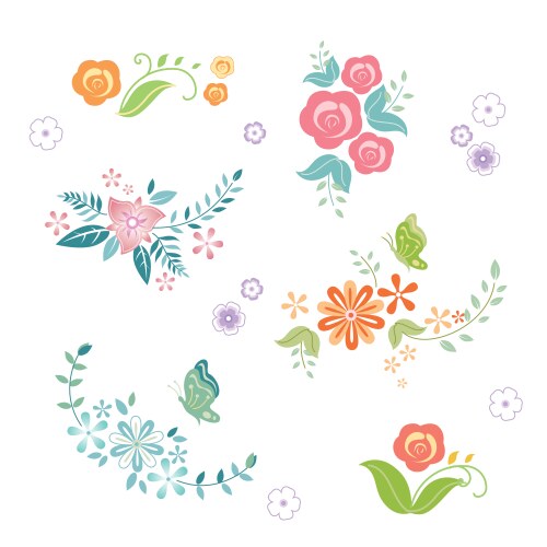 Floral Border Elements Vector Image