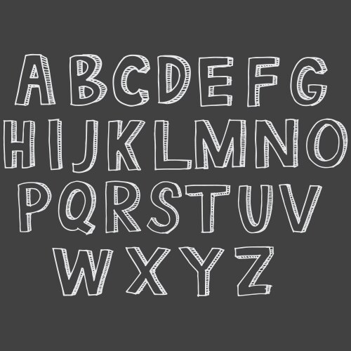 Hand drawn chalk sketched doodle font set vector image