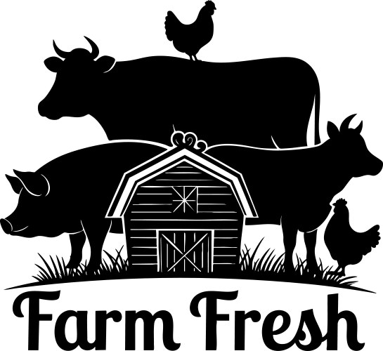 A stylized farm logo featuring Vector Image