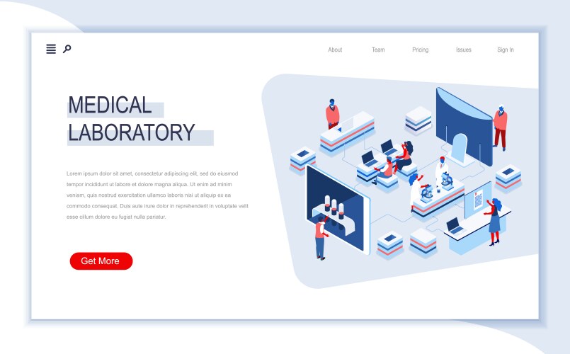 Medical laboratory isometric landing page vector image