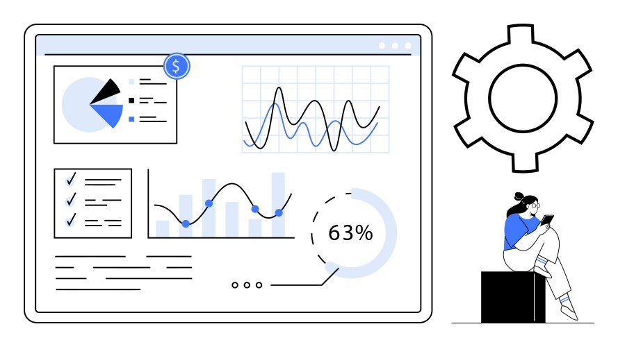 Data analytics dashboard with graphs and charts vector image