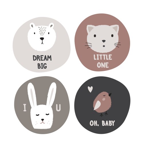 Hand drawn kids design cirles with cute animals vector image