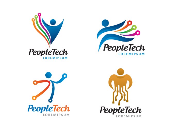 people tech logo symbol or icon template vector