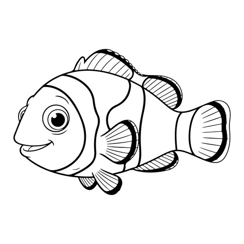 Clownfish Outline Drawing Vector Image