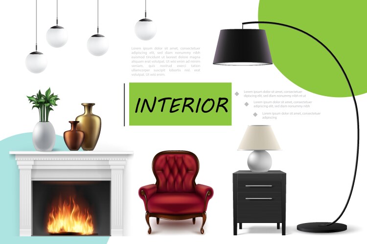 Realistic home library room interior template Vector Image