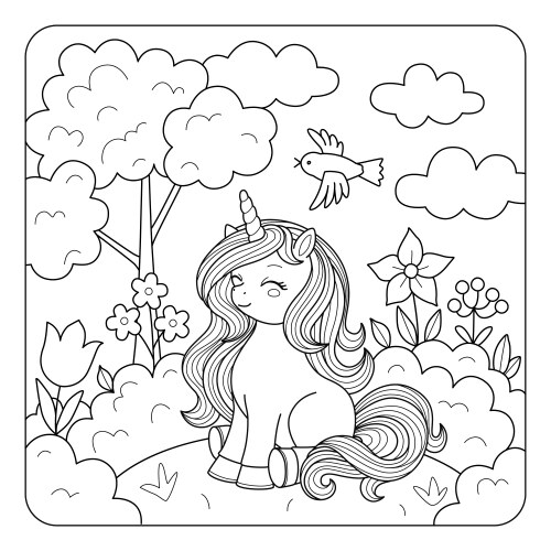 Cute unicorn in nature Vector Image