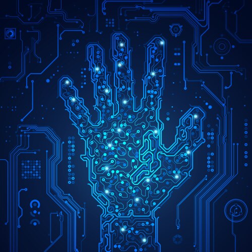 Brain digital form icon over blue circuit Vector Image
