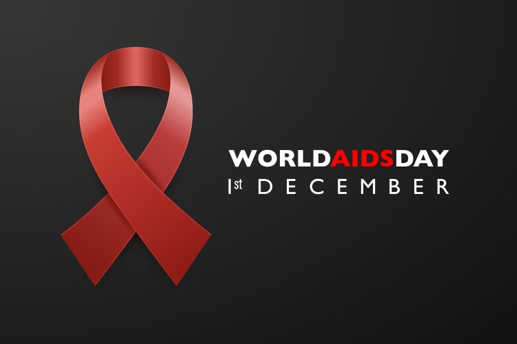 World aids day banner - awareness red silk vector image