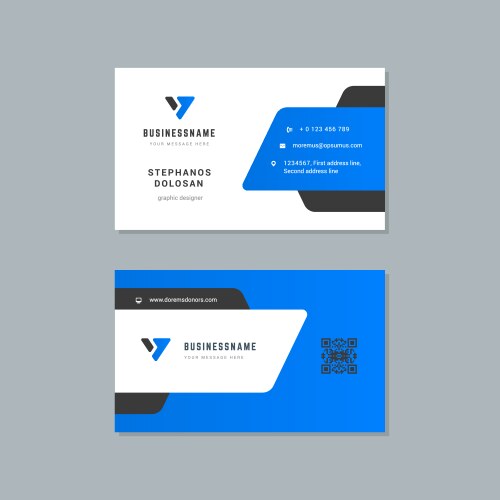 Business card design blue and black colors print vector image