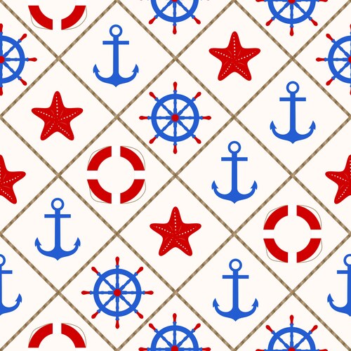 Seamless nautical pattern with sea theme elements Vector Image