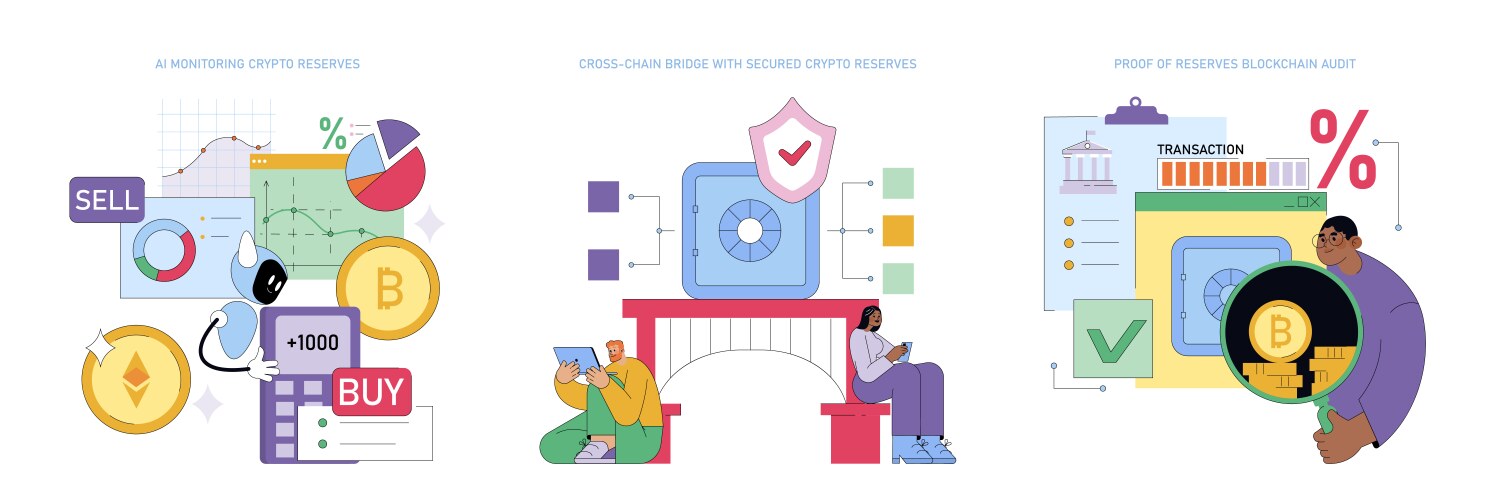 Ai monitoring crypto reserves via blockchain audit vector image