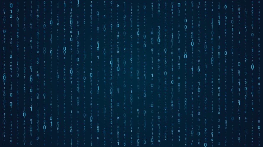 Blue matrix background falling binary numbers vector image