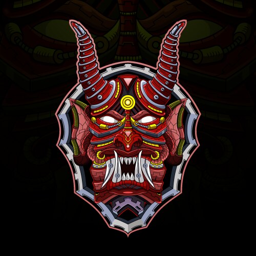Devil mecha head esport mascot logo Vector Image