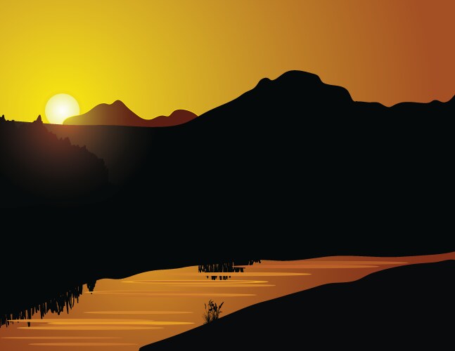 Farm in the sunset Royalty Free Vector Image - VectorStock