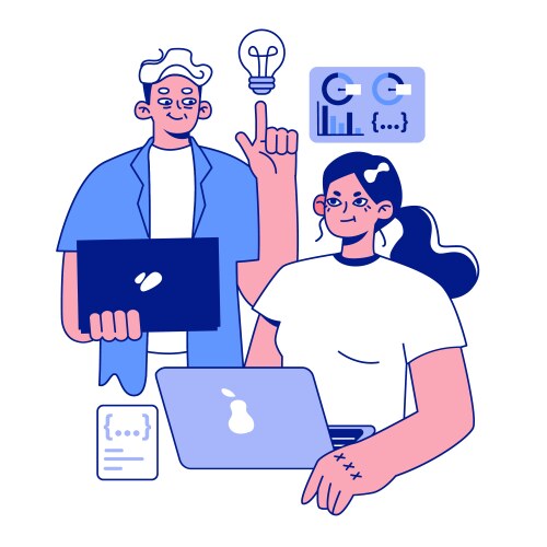 Senior developer oldman programming and coding vector image