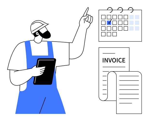 Worker managing schedule and invoices vector image