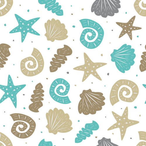 Seashell seamless pattern Royalty Free Vector Image