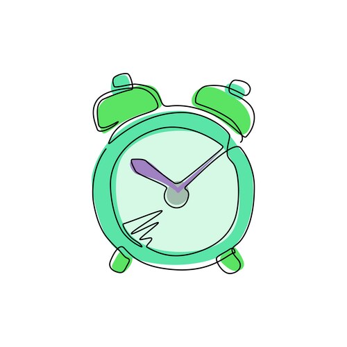 Hand-Drawn Alarm Clock - Single Line Vector Image