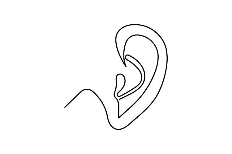 Ear continuous one line drawing of outline Vector Image