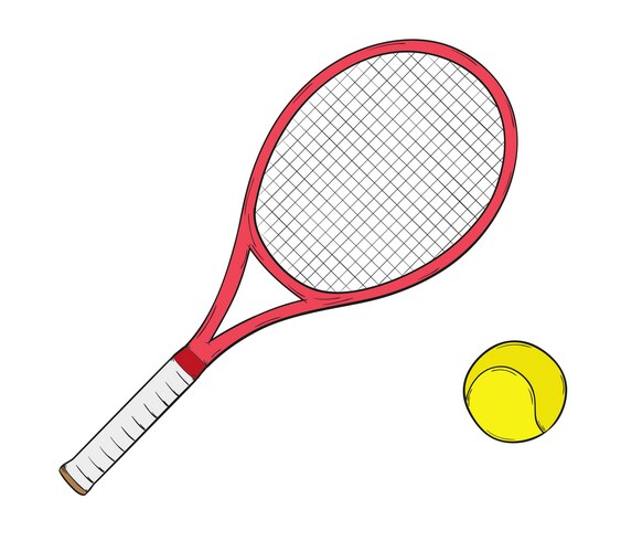 Tennis Racket and Ball Sketch Vector Image