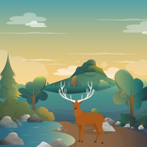 deer on the forest background vector image