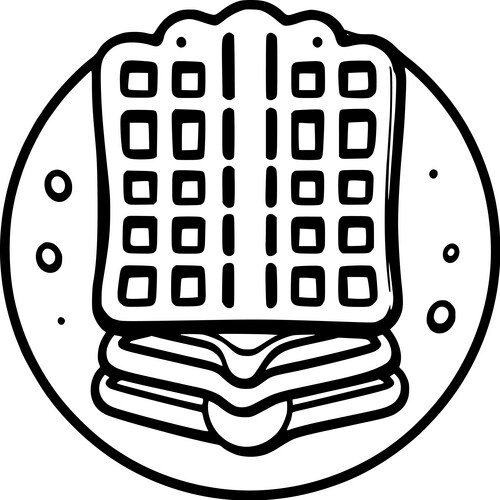Detailed Waffle Stack Line Art Vector Image
