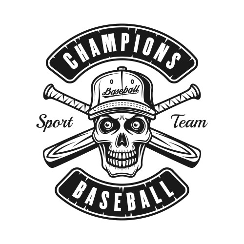 Skull with Baseball Bats Emblem Vector Image