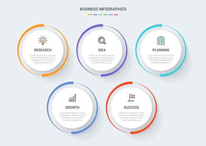5 clean infographic design shaped elements Vector Image
