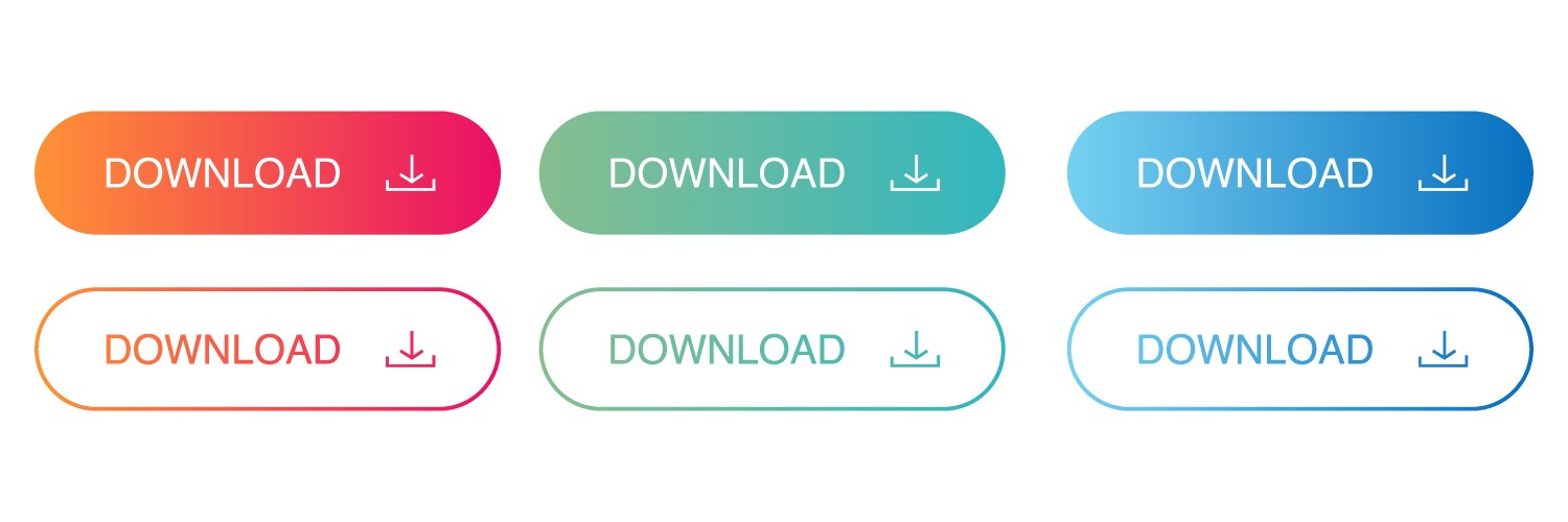 Download button icon set for ui ux website vector image