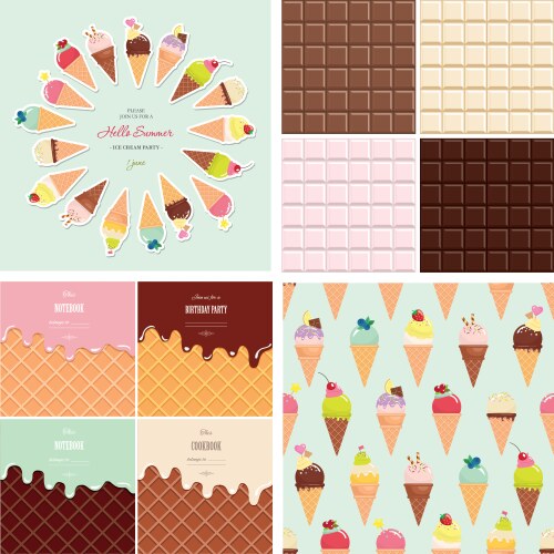 Ice cream seamless pattern Royalty Free Vector Image