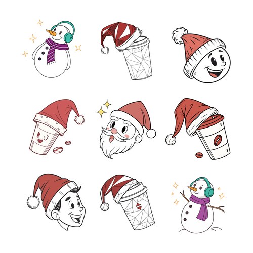 Dalmatian Santa Dogs Vector Image