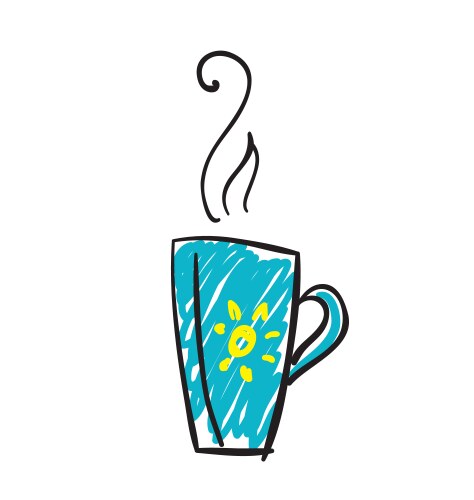 doodle cup of tea vector image