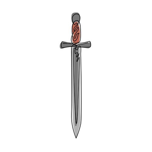 Single continuous line drawing sword icon metal Vector Image