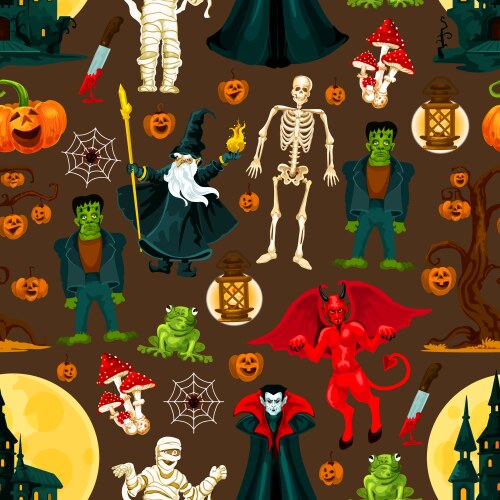 Halloween holiday monsters seamless pattern Vector Image